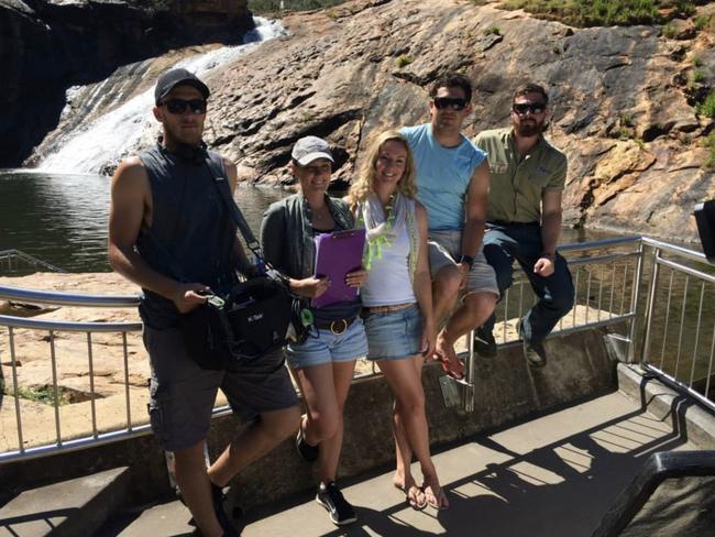 Charlotte Shallcross (second to left) and the production team on set. Picture: Supplied