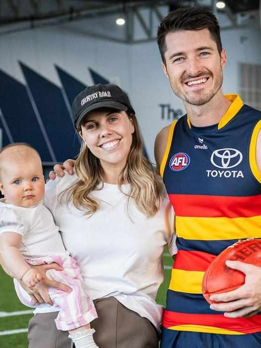 New Crow Alex Neal-Bullen and wife Georgie with their baby Zara. Picture: Instagram