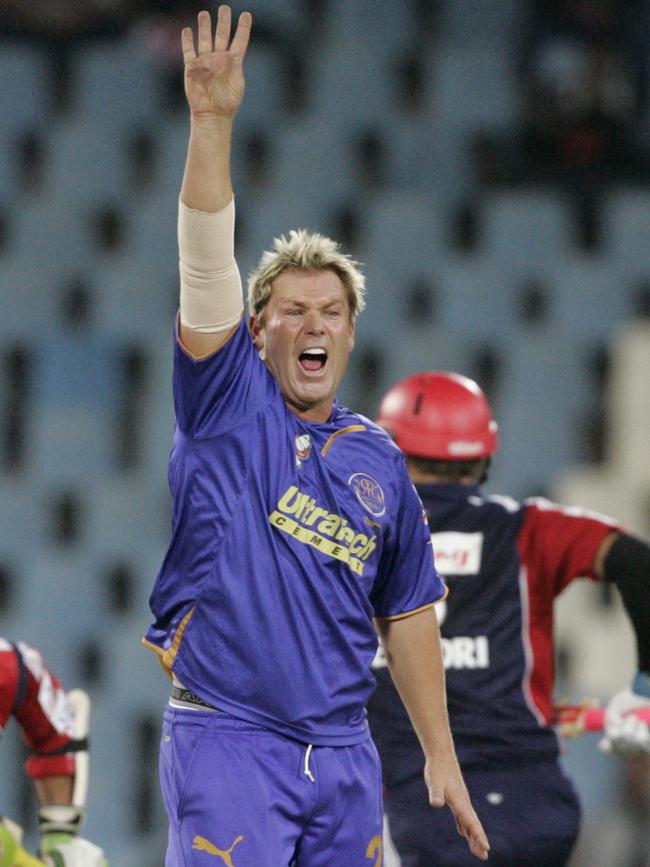 Warne in action for the Rajasthan Royals. Picture: AP