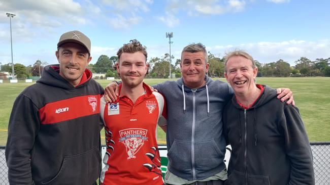 Devon Meadows' four century makers, from left, Lucas Ligt, Lachie O'Beirne, Jason Brzezowski, Peter O'Brien.