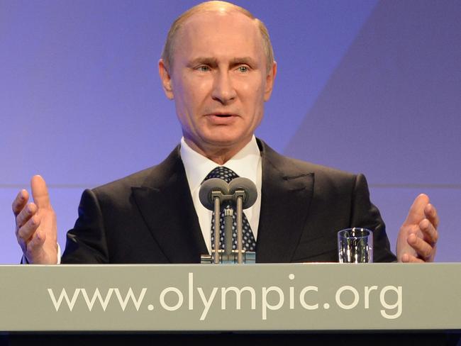 Russian President Vladimir Putin at the International Olympic Committee (IOC) Gala Dinner in 2014. Picture: AFP