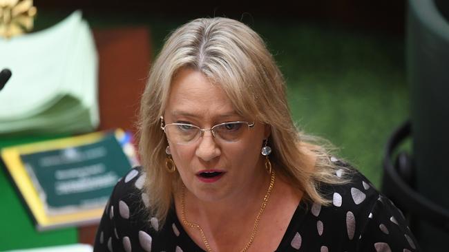 Ros Spence MP speaks during question time in the Legislative Assembly at Parliament House in Melbourne, Tuesday, June 16, 2020. The fallout of Labor branch-stacking allegations against Victorian MP Adem Somyurek continues with three Victorian Labor MPs losing their ministerial positions. (AAP Image/James Ross) NO ARCHIVING