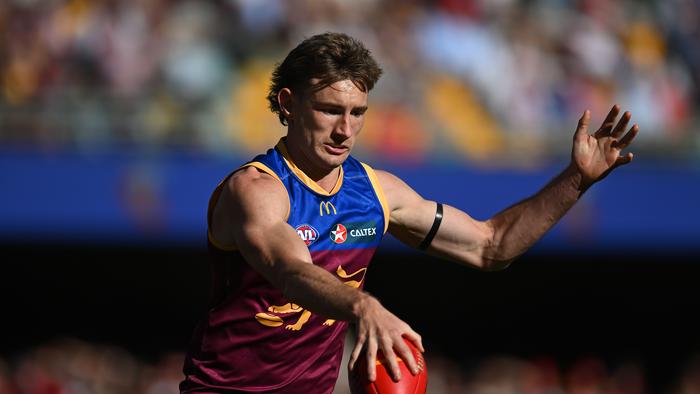BRISBANE, AUSTRALIA - JULY 21: Harris Andrews of the Lions in action during the round 19 AFL match between Brisbane Lions and Sydney Swans at The Gabba, on July 21, 2024, in Brisbane, Australia. (Photo by Albert Perez/Getty Images via AFL Photos)