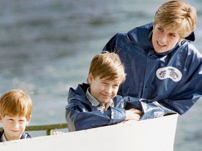 The Princess of Wales with Prince Harry, then 7, and Prince William, then 9 in 1991. Picture: AP