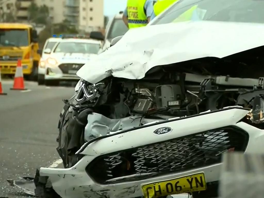 Horrific car crash that nearly killed wife of Sydney racehorse identity Bert Vieira.  Senior Constable Harry Thomas Little slammed into Gaia Vieira's Mercedes in Cronulla on September 5, 2018. Picture: 9 News via NCA NewsWire