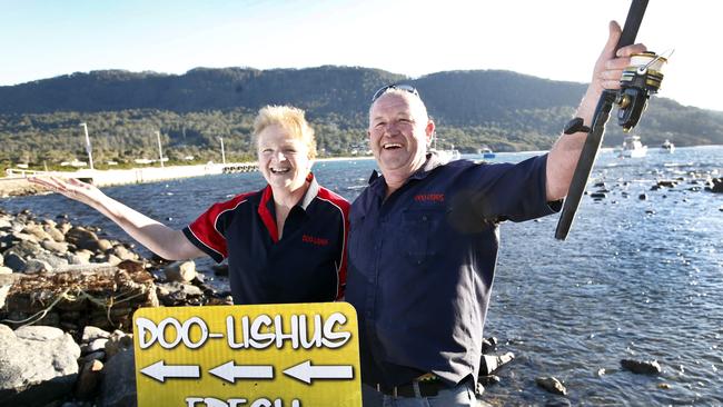 Tas Seafood Awards announced. For best fish and chips Doo Town food van picture of eagle hawk neck residents Phill and Bev Millhouse.