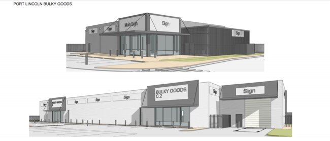 Artist impressions for three new stores in Port Lincoln. Picture: Master Plan