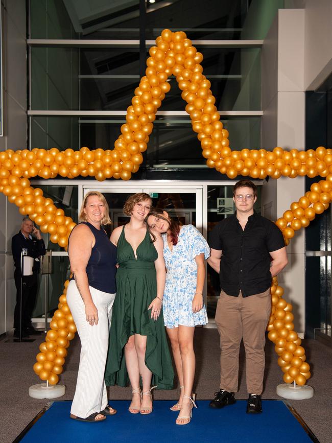 Kate Van Munster, Kyanne Bird, Mirander Sanders and Carlin Williams Giles at the Year 12 School formals of Darwin High School at Darwin Convention Centre, Darwin. Picture: Pema Tamang Pakhrin.