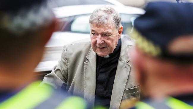 Cardinal George Pell arrives at County Court in Melbourne today. Picture: Daniel Pockett/AAP