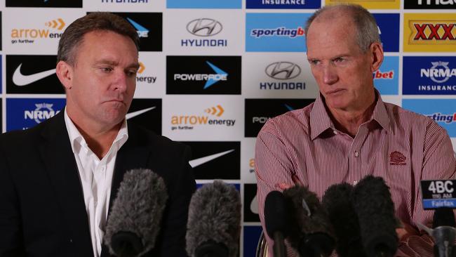 Broncos CEO Paul White (left) and Wayne Bennett. Photo: Peter Wallis