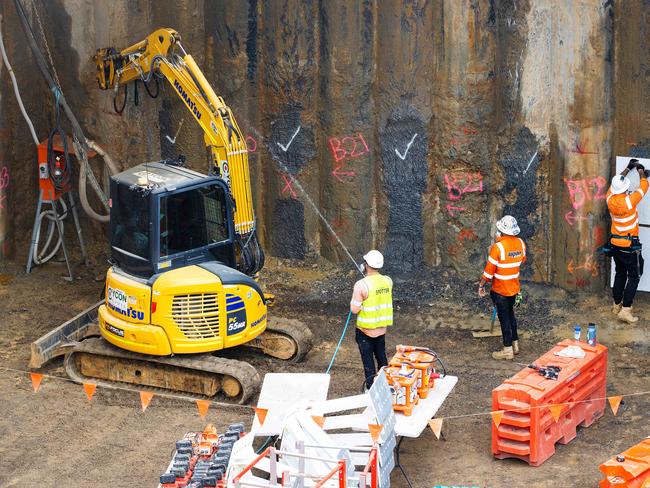 Works are underway on the Suburban Rail Loop site at Burwood. Picture: Mark Stewart