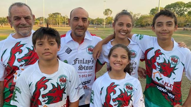 The Kruse family has played for Nightcliff for four generations. Back row: Will Senior, Will junior, Shanta-Rae, Jias Front row: Jerome, Shantara.