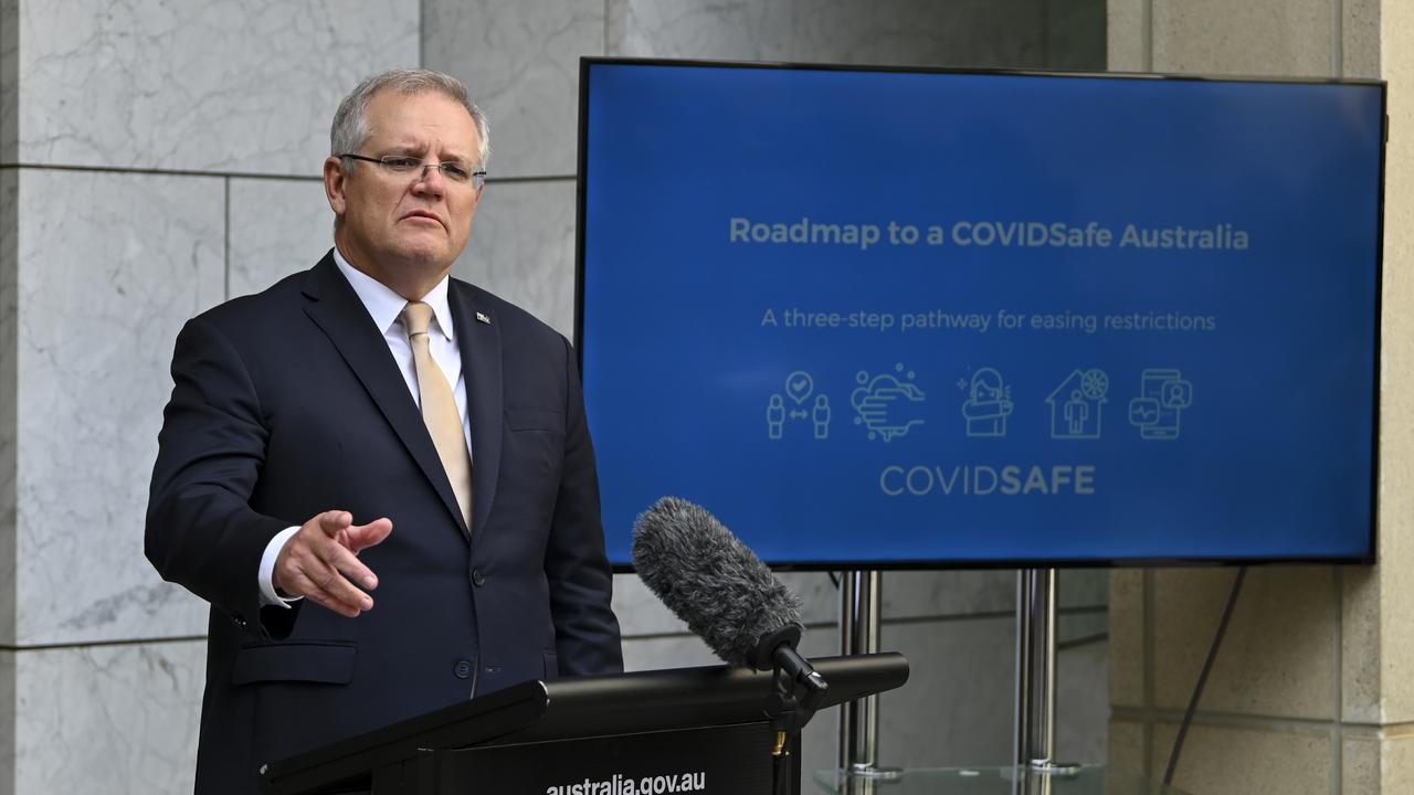 Scott Morrison announced the road map yesterday. Picture: AAP Image/Lukas Coch