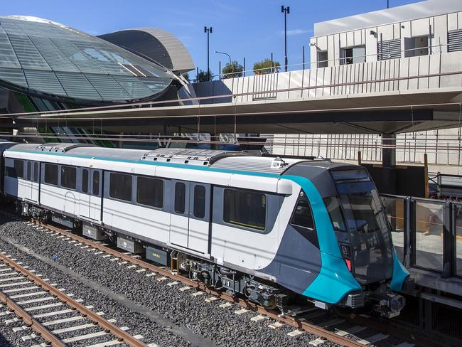 Train testing to Tallawong station. Sydney Metro Northwest at Rouse Hill.