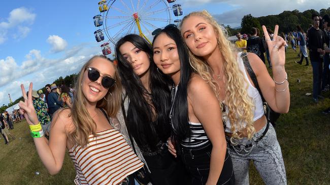 Rachael Kavanagh, Mirsada Turkovic, Noi Aasen and Ashleigh Knight at the Big Pineapple Music Festival in 2018.