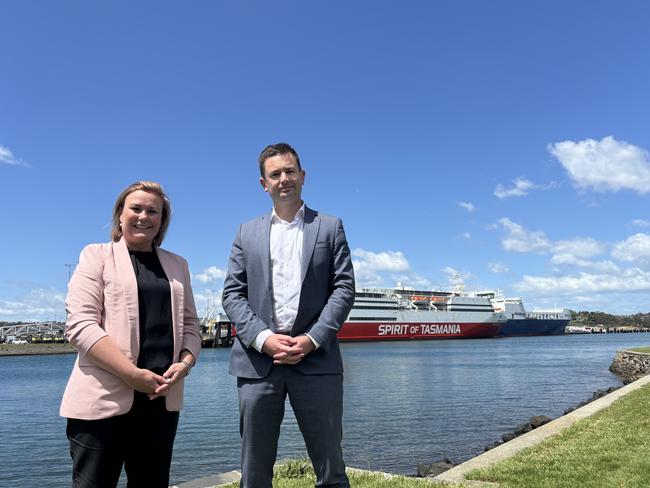 Labor Leader Dean Winter with his deputy Anita Dow in Devonport. Picture: Simon McGuire.