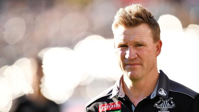 Nathan Buckley questioned Brad Hardie’s media credentials after the WA radio host sprouted talk of Ross Lyon and the Pies coaching job. Picture: Getty Images