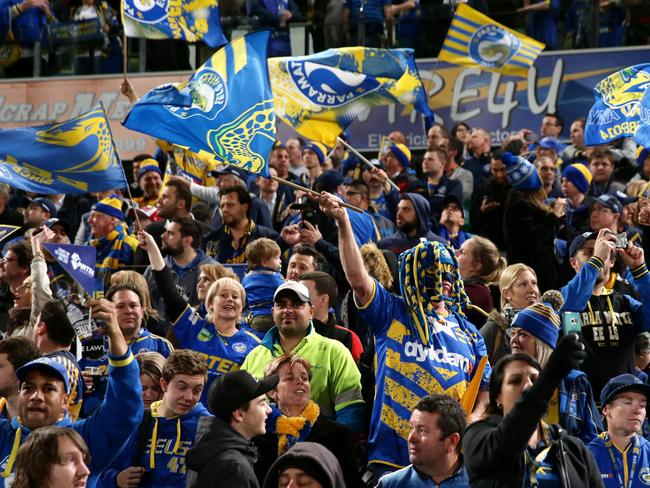 Faithful fans celebrate at fulltime in round 25. Picture: Gregg Porteous