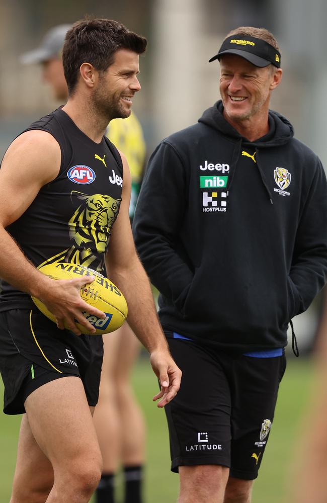 Trent Cotchin and Damian Hardwick pictured in 2022. Picture: Robert Cianflone/Getty Images