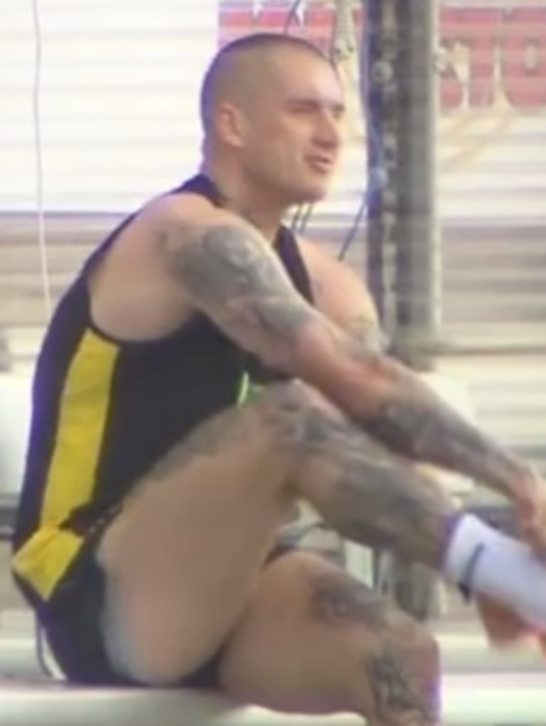 Dustin Martin has returned to the training track.