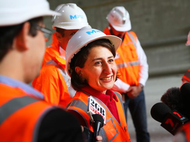 Ms Berejiklian on site at the Metro Northwest this week. Picture: Phillip Rogers