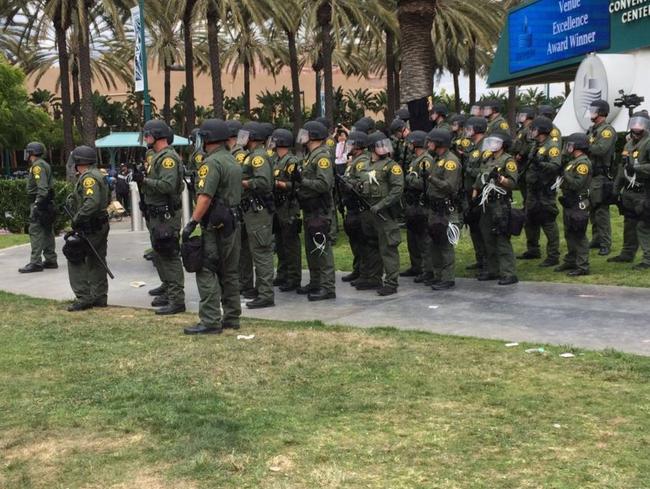 Trump protests in Anaheim Hawaii. Picture: Greg Lee/ABC7/Twitter