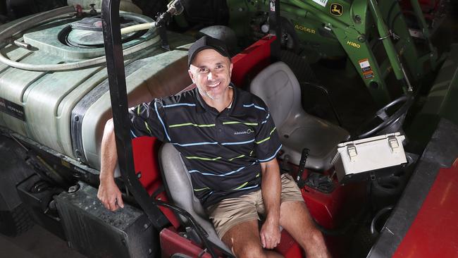 GRASS - Adelaide Oval head curator Damian Hough. In the shed underground Picture SARAH REED