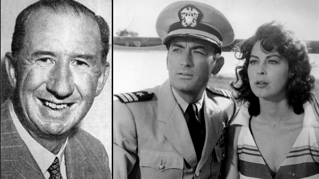 British novelist Nevil Shute who wrote On The Beach and, right, Gregory Peck and Ava Gardner in the 1959 film set in Melbourne.