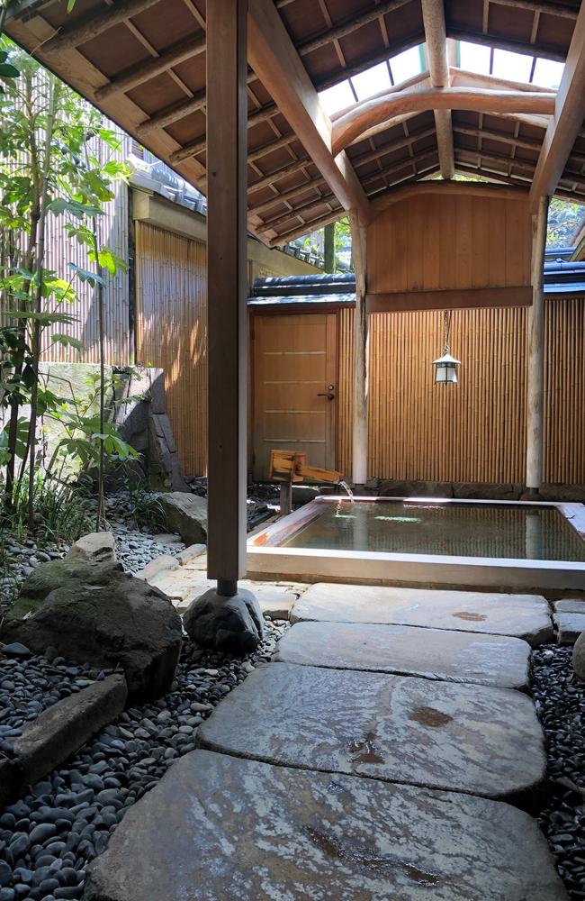 The notoriously hygienic Japanese commonly rinse off in shower stalls before slipping into the public pools. Picture: Supplied.