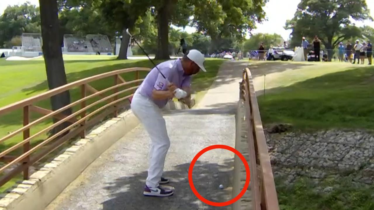 Michael Block hit a ball off a bridge just shy of the green. Picture: Supplied