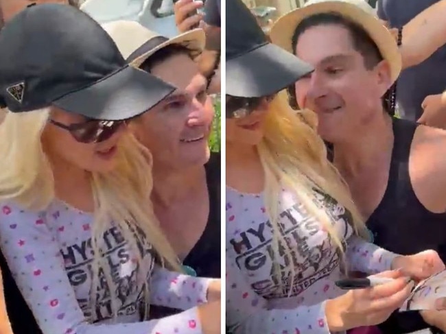 Christina Aguilera kissed by a fan in Rio.