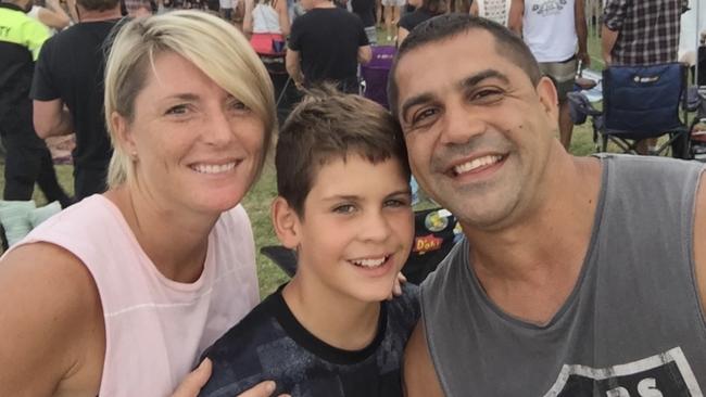 Jai Wright with his stepmother Kristie and father Lachlan. Picture: Supplied