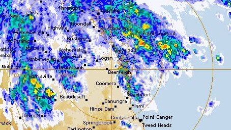 A band of rain moving through southeast Queensland. Picture: BOM