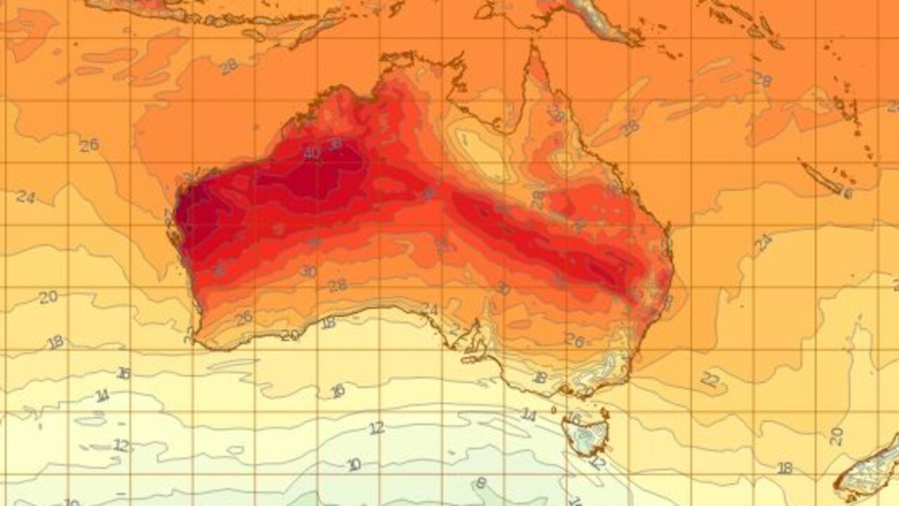 Sydney is sweating through another day of steamy weather after Monday marked the city’s hottest day in two years. Picture: BOM