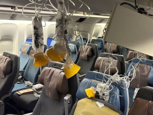 Footage shows the chaos inside the plane. Picture: Twitter