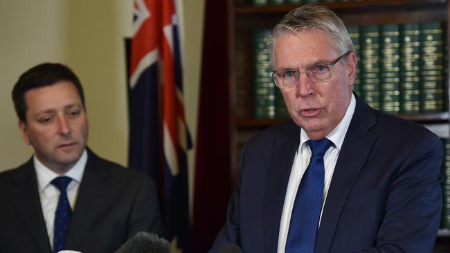 MELBOURNE, AUSTRALIA - NewsWire Photos AUGUST 30TH, 2022: Leader of the Nationals Peter Walsh, speaks at a press conference at Parliament House, with Leader of the Opposition Matthew Guy and Shadow Minister for Health Georgie Crozier, in Melbourne. Picture: NCA NewsWire / Nicki Connolly