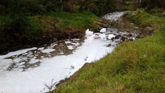 Dandenong Creek was filled with foam in November. Picture: Supplied