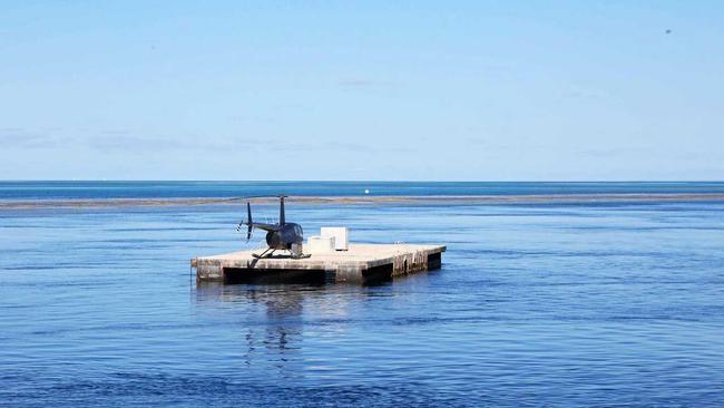 The site of the fatal helicopter crash at the Hardy Reef pontoon. Picture: Peter Carruthers