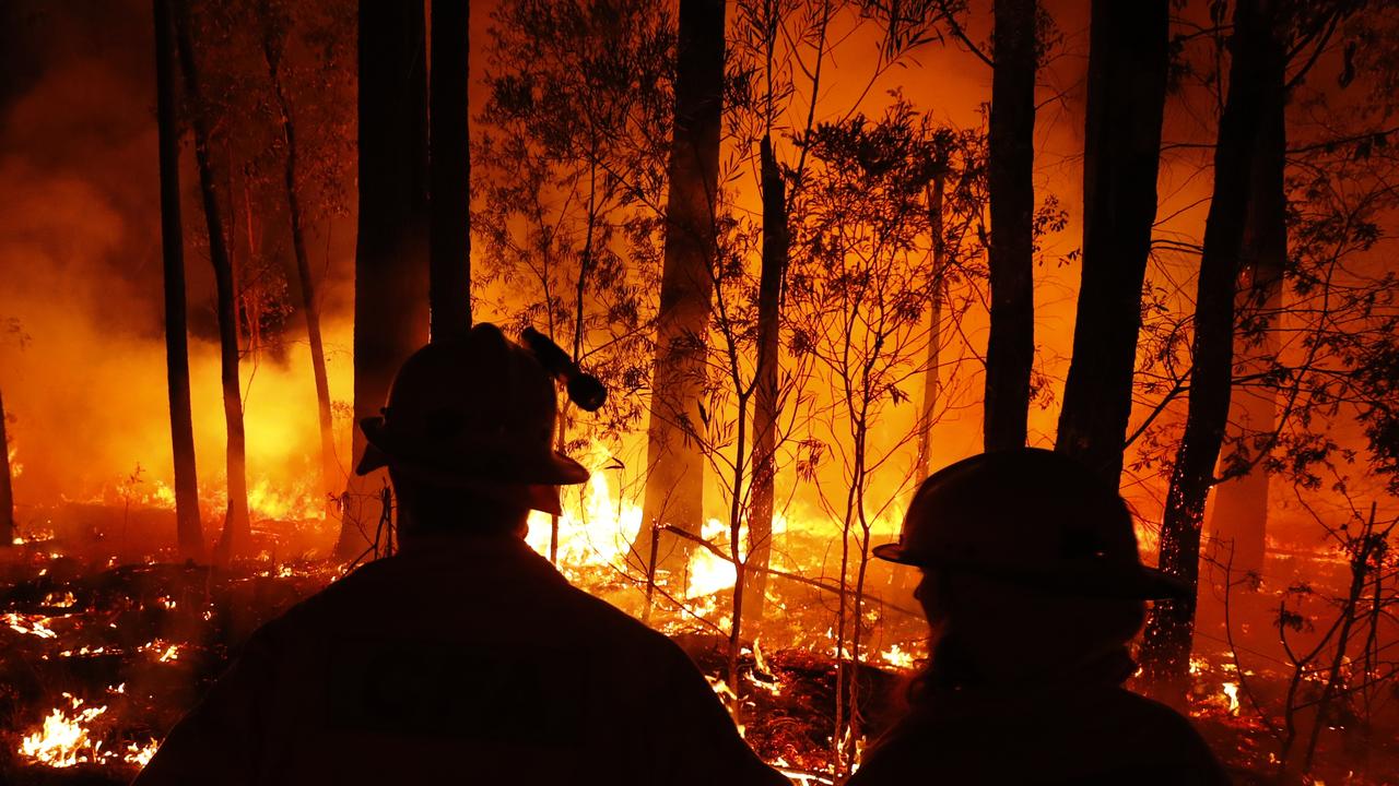 Crews monitor fires and begin back burns between the towns of Orbost and Lakes Entrance. Picture: Getty