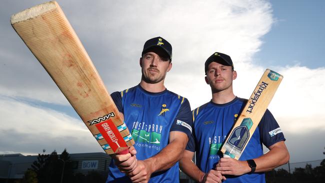 Dolphins will be hosting the Queensland one-day finals against Norths, where 1st and 2nd grade will be competing. First graders Trent Keep and Scott Polombo ready to hit out. . Picture Glenn Hampson