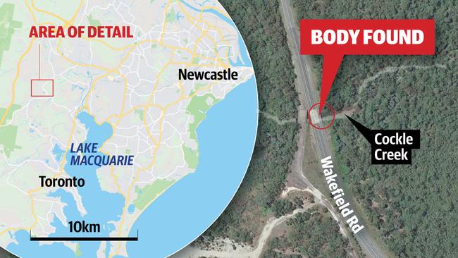 The body was discovered floating in Cockle Creek at Killingworth near Newcastle by a passing motorist on Saturday morning.