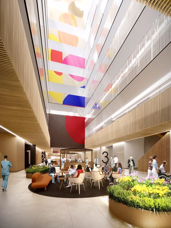 An artist impression of the artrium in the new Northern Beaches Hospital, Frenchs Forest.