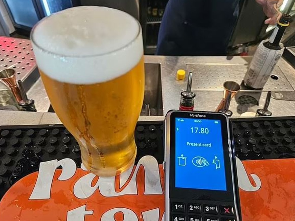 A single image of a beer with a surprising price tag sold at a pub in Sydney has sparked outrage online. Picture: Reddit