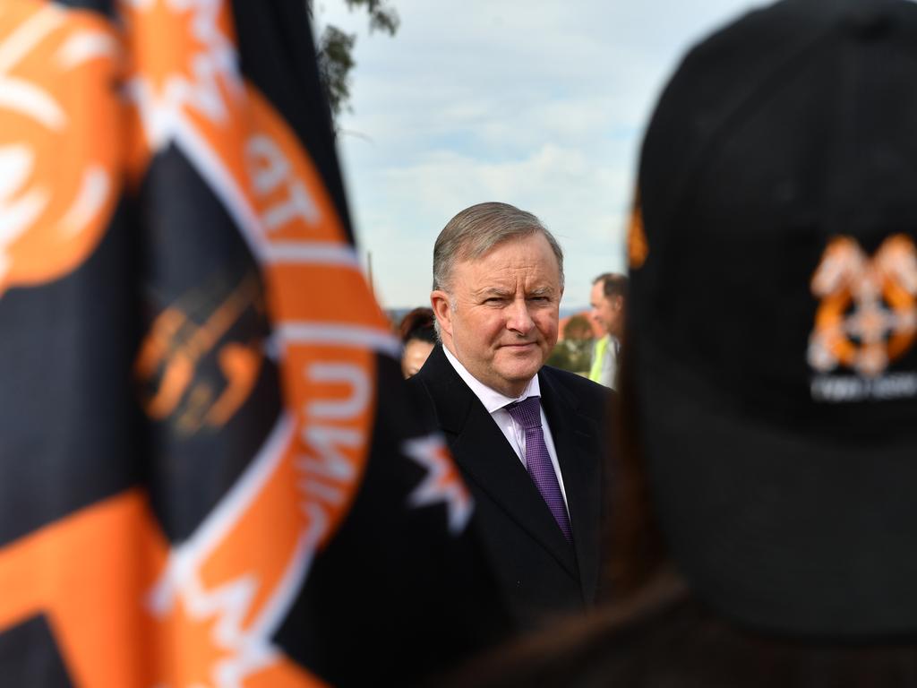 Leader of the Opposition Anthony Albanese with Transport Workers Union members at a protest outside Parliament House in Canberra on June 10 to appeal to the Senate to pass a motion allowing them access to JobKeeper Payment. Picture: Mick Tsikas