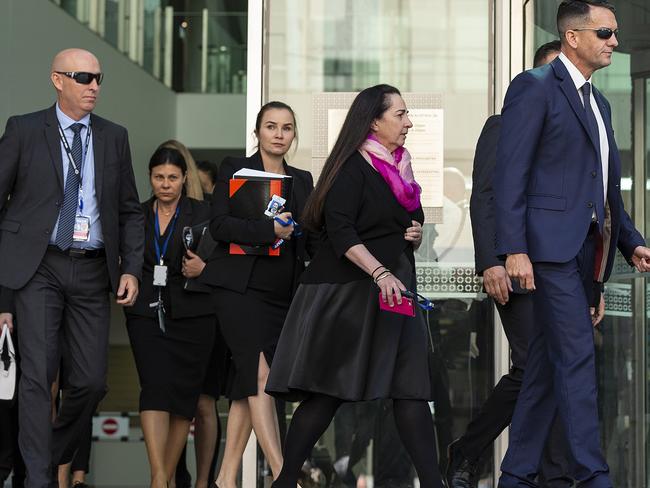 Prosecutor Carmel Barbagallo (with pink scarf) was applauded by members of the public when she emerged from court after the verdict. Picture: Will Russell/Getty Images