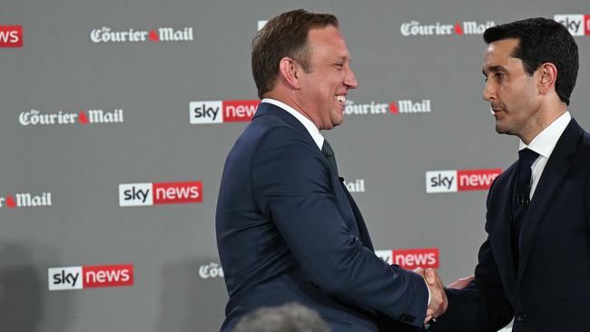 22/10/2024:  QLD Premier Steven Miles and LNP leader David Crisafulli during the Sky News and The Courier Mail  PeopleÃ¢â¬â¢s Forum at Suncorp Stadium, Brisbane. pic: Lyndon Mechielsen/Courier Mail