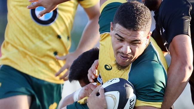 Tyrel Lomax in action for the Australian under-20s against New Zealand. Photo: Richard Gosling