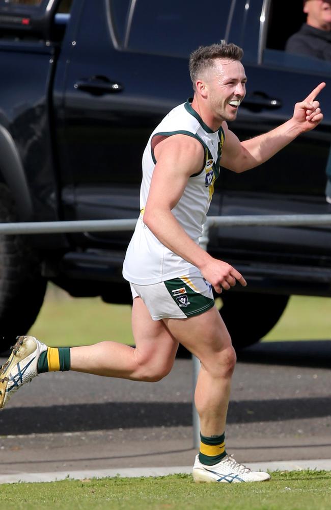 GFL preliminary finals Senior footy: Newtown &amp; Chilwell v Leopold. Leopold Captain Marcus Thompson. Picture: Mike Dugdale