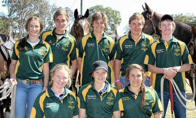 The Under 16 Australian Polocrosse team: Front row (from left to right): Carly Cooper, Tayla Stephens, Shaye Serna-Pastor back row (from left to right): Rachel Stringfellow, Jacob Lawrence, Tom O’Brien, Luke Puglia, Hayden Grumley. Picture: Erin Smith