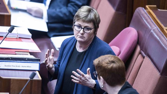 Senator Reynolds is suing Ms Higgins and her husband David Sharaz for defamation in the WA Supreme Court over posts the couple shared in 2022 and 2023. Picture: NewsWire / Gary Ramage